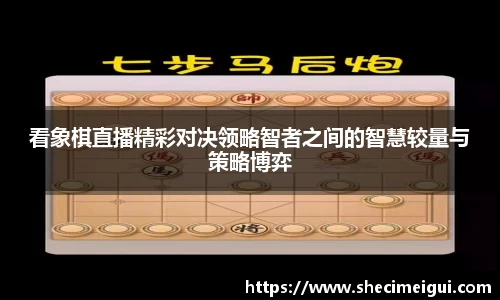 看象棋直播精彩对决领略智者之间的智慧较量与策略博弈